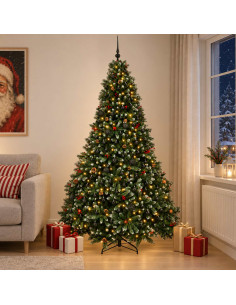 Albero di Natale artificiale verde con palline 270 cm 600 LED