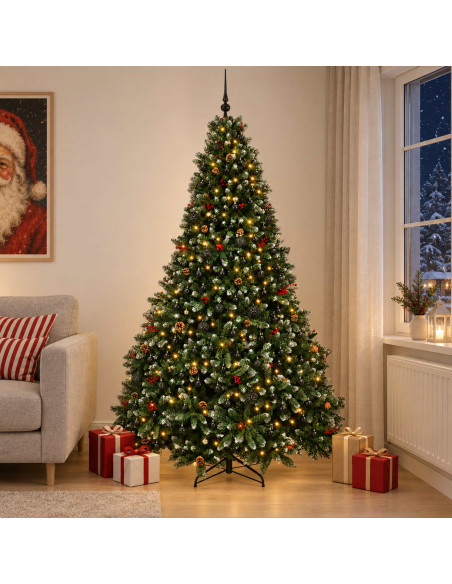 Albero di Natale artificiale verde con palline 270 cm 600 LED