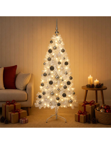 Albero di Natale artificiale con palline 120 cm 150 LED