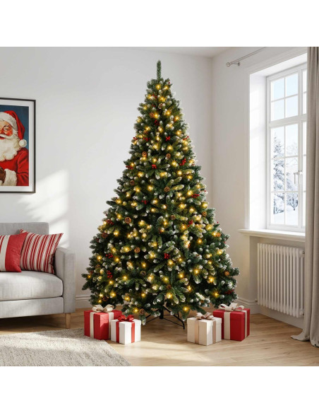 Albero di Natale Artificiale con Rami Pieghevoli 270 cm 600 LED