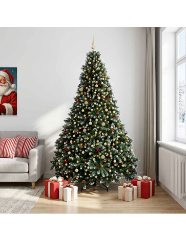 Albero di Natale artificiale verde con palline 270 cm 600 LED