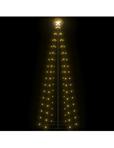 Albero di Natale a Cono Bianco Caldo con 100 LED 70x180 cm 2