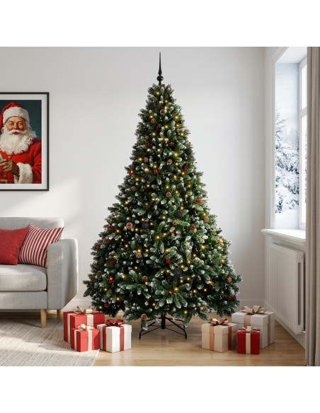 Albero di Natale artificiale verde con palline 270 cm 600 LED
