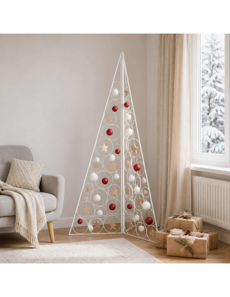 Albero di Natale in metallo KUOPIO 140 cm Acciaio Bianco