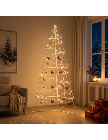 Albero di Natale in metallo KUOPIO 180 cm Acciaio Bianco