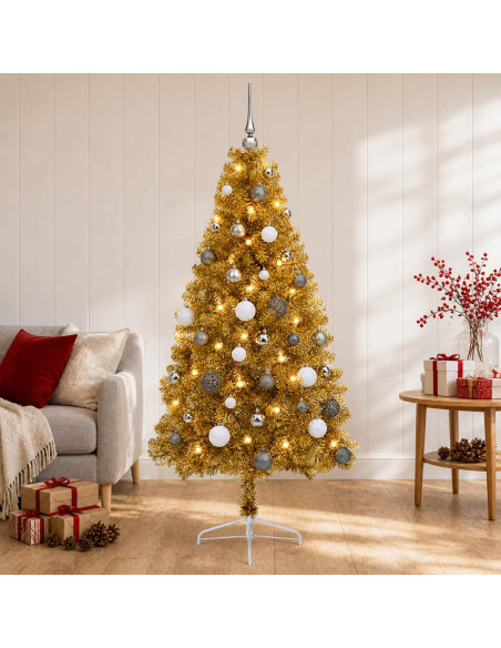 Albero di Natale artificiale con palline 150 cm 150 LED