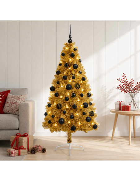 Albero di Natale artificiale con palline 150 cm 150 LED