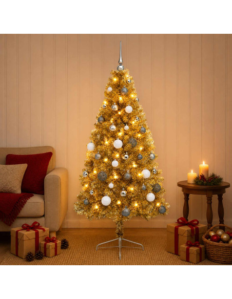 Albero di Natale artificiale con palline 150 cm 150 LED