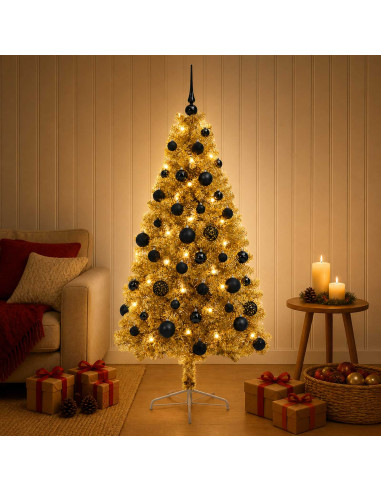 Albero di Natale artificiale con palline 150 cm 150 LED