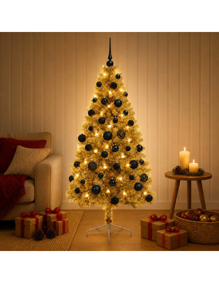 Albero di Natale artificiale con palline 150 cm 150 LED