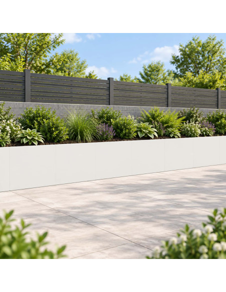 Muro di contenimento 6 pz 40 x 12 x 50 cm Acciaio Bianco