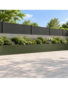 Muro di contenimento 6 pz 60 x 12 x 50 cm Acciaio Verde Oliva