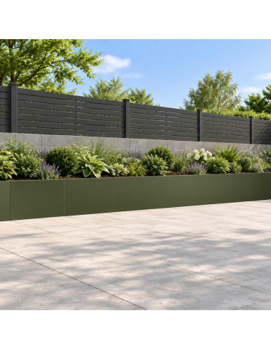 Muro di contenimento 6 pz 60 x 12 x 50 cm Acciaio Verde Oliva