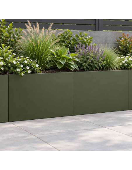 Muro di contenimento 2 pz 60 x 12 x 50 cm Acciaio Verde Oliva