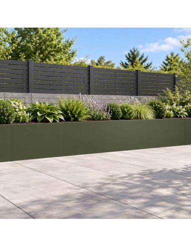 Muro di contenimento 4 pz 60 x 12 x 50 cm Acciaio Verde Oliva