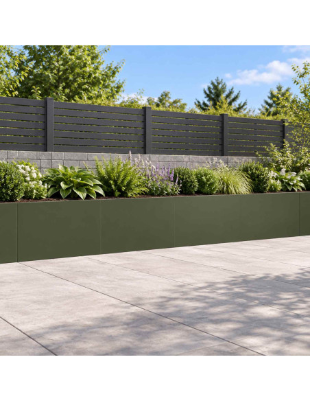 Muro di contenimento 4 pz 60 x 12 x 50 cm Acciaio Verde Oliva