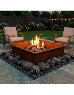 Anello per Focolare Ruggine 100 x 100 x 25 cm Acciaio Corten