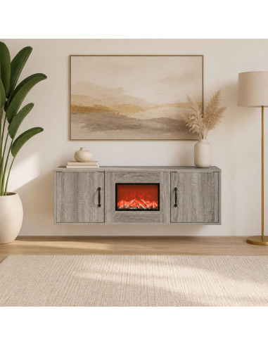 Caminetto elettrico Sonoma grigio 110 x 30 x 36,5 cm