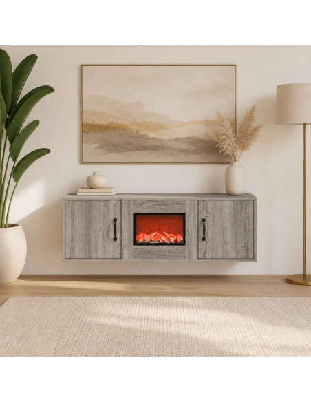 Caminetto elettrico Sonoma grigio 110 x 30 x 36,5 cm