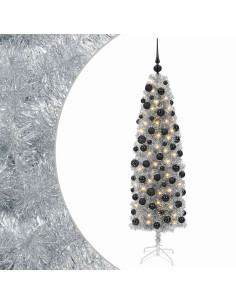 Albero di Natale Artificiale Slim con Palline 240 cm 300 LED 2
