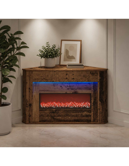 Camino con striscia LED Legno antico 95 x 42,5 x 60 cm