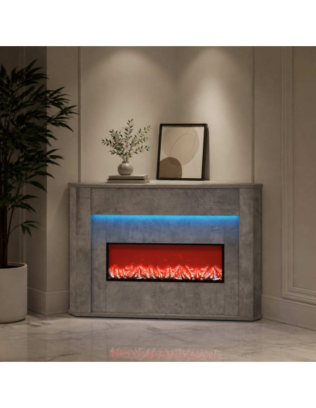Camino con striscia LED Cemento 95 x 42,5 x 60 cm