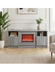 Caminetto elettrico Sonoma grigio 98 x 28,5 x 40,5 cm