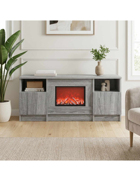 Caminetto elettrico Sonoma grigio 98 x 28,5 x 40,5 cm