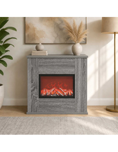 Caminetto elettrico Sonoma grigio 47 x 18 x 48 cm