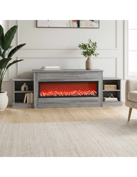 Caminetto elettrico Sonoma grigio 177 x 30 x 56,5 cm