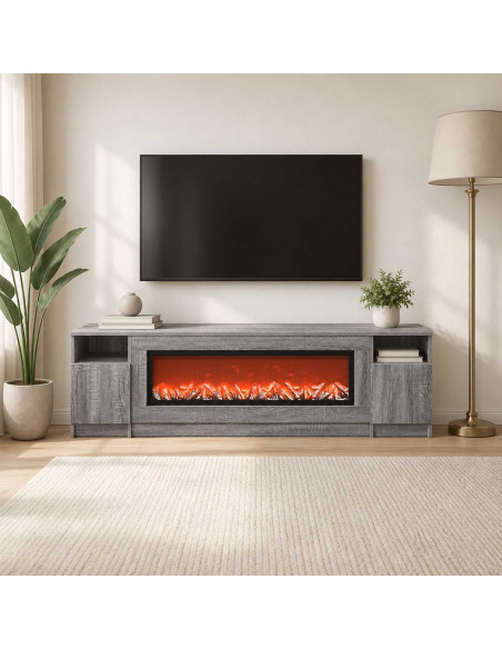 Caminetto elettrico Sonoma grigio 165 x 28,5 x 47 cm