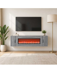 Caminetto elettrico Sonoma grigio 155 x 30 x 44 cm