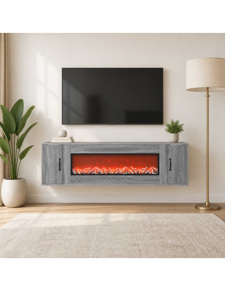 Caminetto elettrico Sonoma grigio 155 x 30 x 44 cm