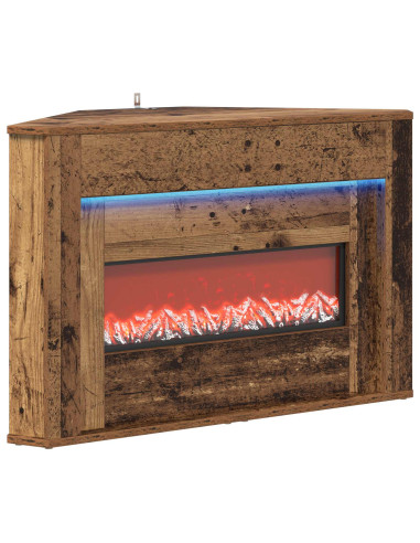 Camino con striscia LED Legno antico 95 x 42,5 x 60 cm