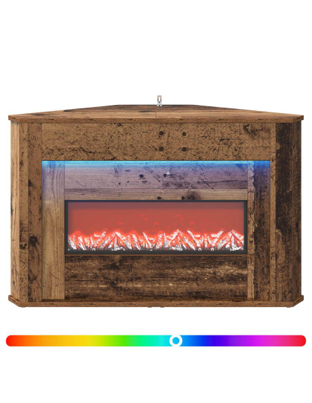 Camino con striscia LED Legno antico 95 x 42,5 x 60 cm