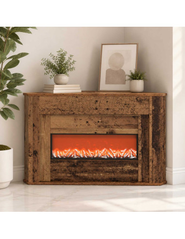 Camino con striscia LED Legno antico 95 x 42,5 x 60 cm