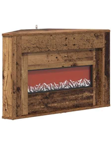 Camino con striscia LED Legno antico 95 x 42,5 x 60 cm