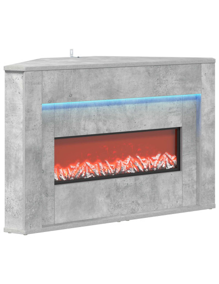 Camino con striscia LED Cemento 95 x 42,5 x 60 cm