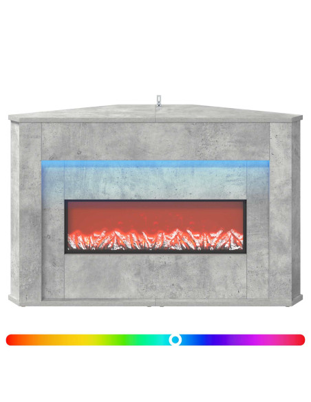 Camino con striscia LED Cemento 95 x 42,5 x 60 cm