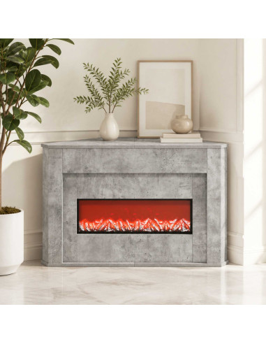 Camino con striscia LED Cemento 95 x 42,5 x 60 cm