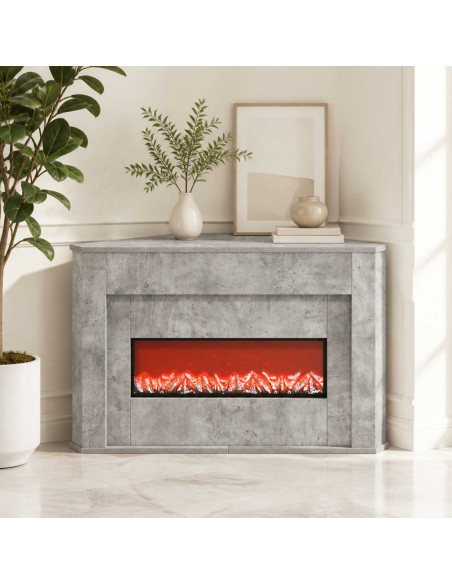 Camino con striscia LED Cemento 95 x 42,5 x 60 cm