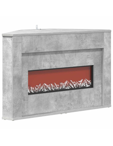 Camino con striscia LED Cemento 95 x 42,5 x 60 cm