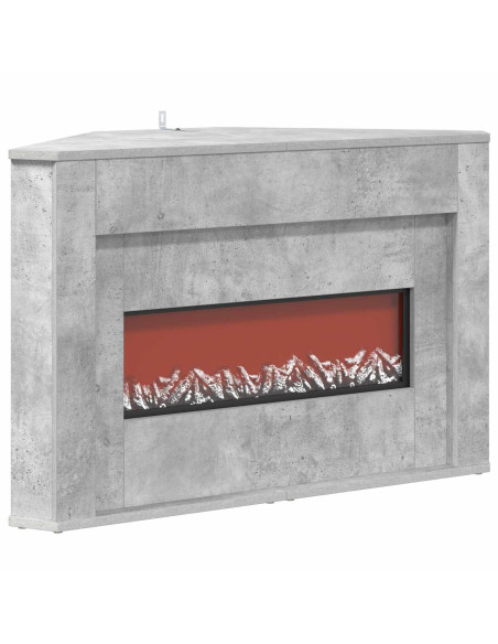 Camino con striscia LED Cemento 95 x 42,5 x 60 cm