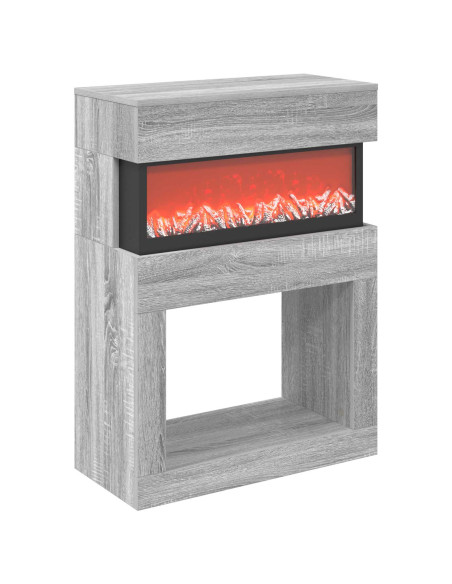 Caminetto elettrico Sonoma grigio 64 x 30 x 87 cm