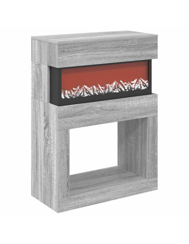 Caminetto elettrico Sonoma grigio 64 x 30 x 87 cm