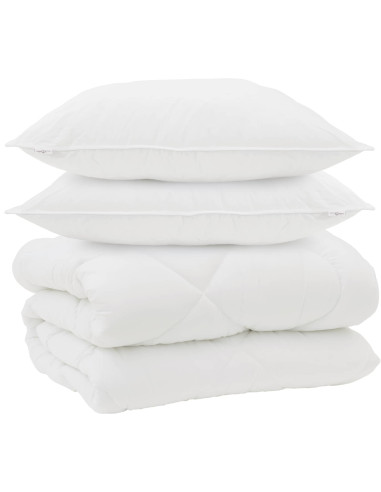 Duvet Invernale con cuscino 3 pz Bianco Microfibra