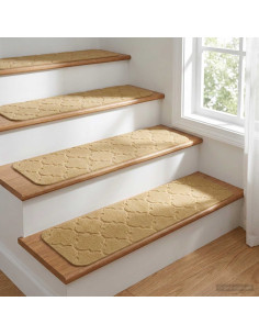 Tappeti per scale 15 pz 76 x 20 cm Beige Poliestere