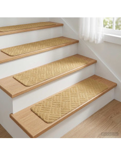 Tappeti per scale 15 pz 76 x 20 cm Beige Poliestere
