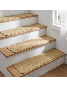 Tappeti per scale 15 pz 76 x 20 cm Beige Poliestere