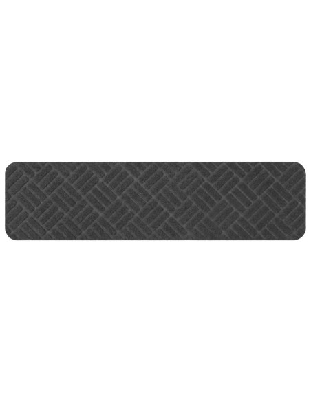 Tappeti per scale 15 pz 76 x 20 cm Grigio Scuro Poliestere